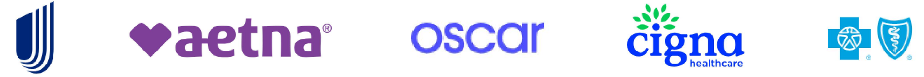 Aetna, Oscar, Cigna, UHC, and BlueCross BlueShield