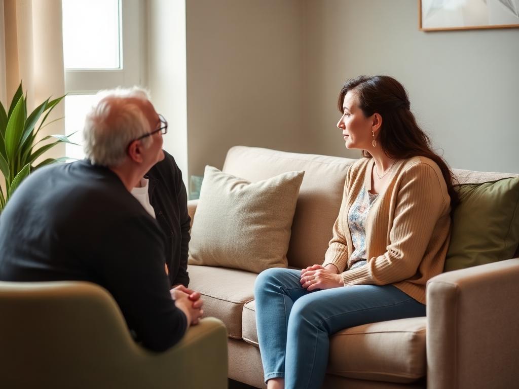Two people in conversation during a counseling session